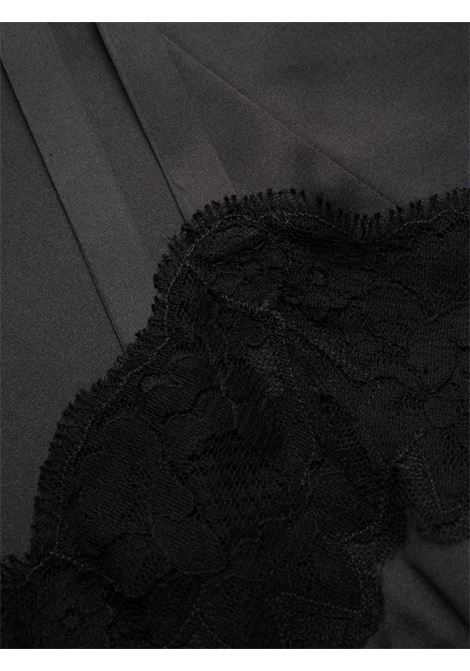 Top in seta nera con bordi in pizzo con spalline sottili DOLCE & GABBANA | O7A00T-FUAD8N0000